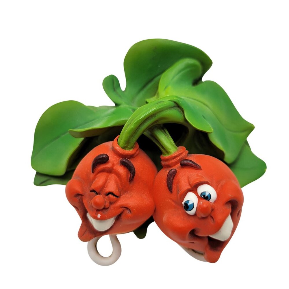 Giggling Raddishes Anthropomorphic Figurine Clay Art Radish Laughing Faces Decor
